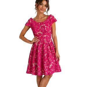 Anthropologie Yoana Baraschi Lace Dress Night and Day Frock Hot Pink Size 0